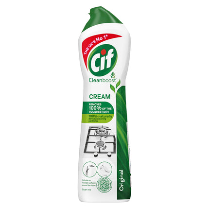 Cif Original Cream Cleaner multipurpose surface cleaner with 100% natural cleaning particles removes 100% of the toughest dirt 8x 500 ml