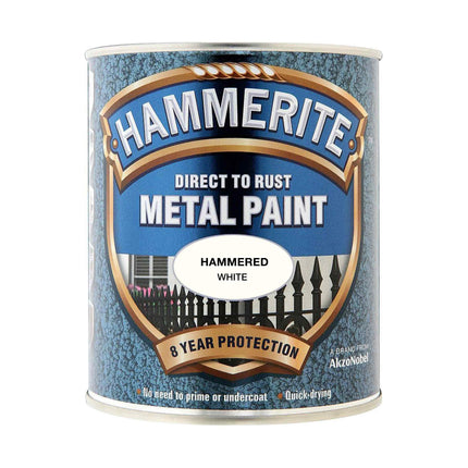 Hammerite Direct to Rust Metal Paint - Hammered White Finish 750ML, 5092971