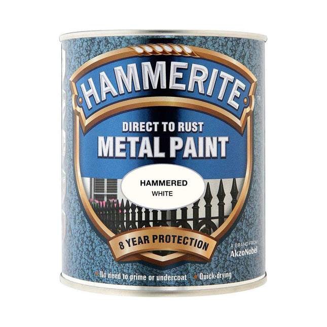 Hammerite Direct to Rust Metal Paint - Hammered White Finish 750ML, 5092971