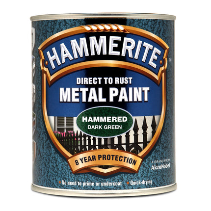 Hammerite Direct to Rust Metal Paint - Hammered Dark Green Finish 750ML