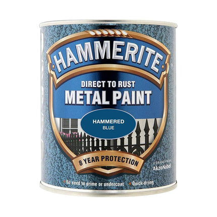 ICI Hammerite 5092938 Direct to Rust Metal Paint - Hammered Blue Finish 750ML