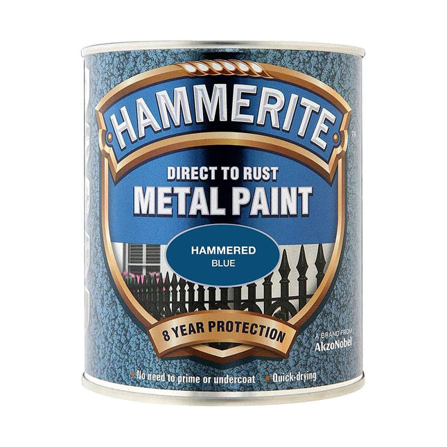ICI Hammerite 5092938 Direct to Rust Metal Paint - Hammered Blue Finish 750ML