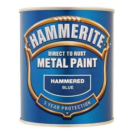 ICI Hammerite 5092938 Direct to Rust Metal Paint - Hammered Blue Finish 750ML