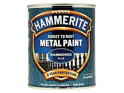 ICI Hammerite 5092938 Direct to Rust Metal Paint - Hammered Blue Finish 750ML