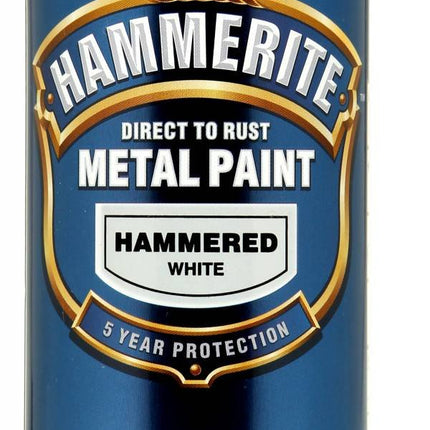 Hammerite Direct to Rust Metal Paint Aerosol Hammered Finish 400ML White