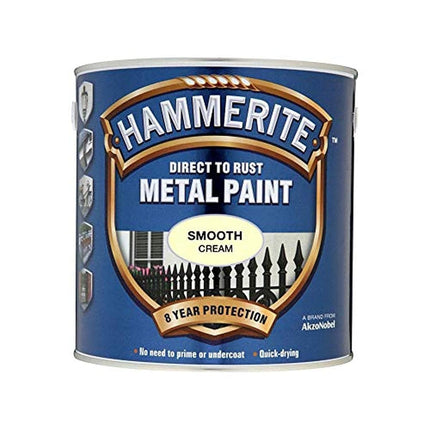 Hammerite 5122064 Direct to Rust Metal Paint - Smooth Cream Finish 750ML