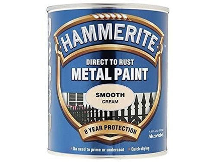 Hammerite 5122064 Direct to Rust Metal Paint - Smooth Cream Finish 750ML
