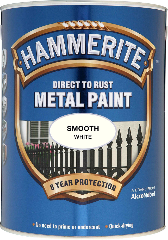 Hammerite 5084861 Direct to Rust Metal Paint 5 L - Smooth White
