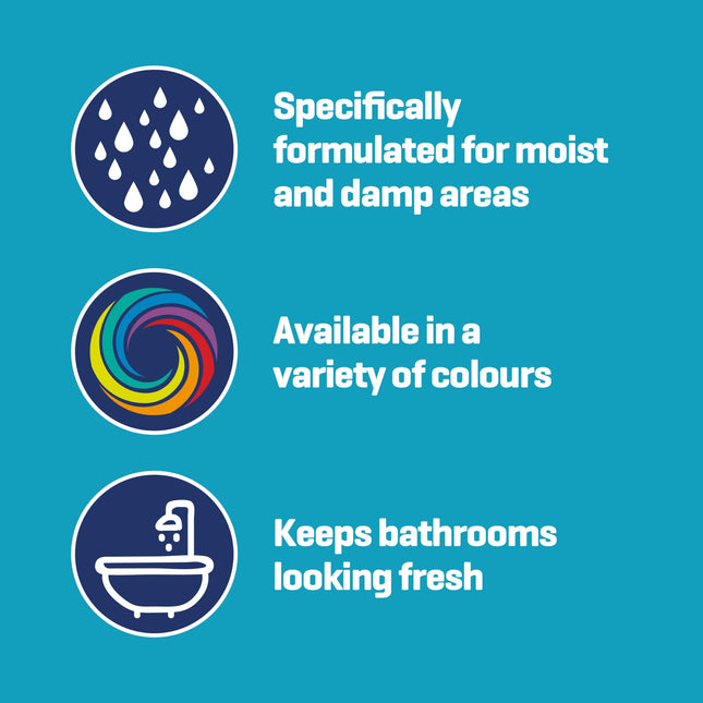 Johnstone's - Bathroom Paint - Island Breeze - Mid Sheen Finish - Stain Blocker Paint - Use in Moist & Damp Areas - Low Odour - Dry in 1-2 Hours - 12m2 Coverage per Litre - 2.5L