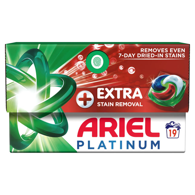 Ariel Platinum PODS®, Washing Liquid Laundry Detergent Capsules 76 (4x19) Washes, +Extra Stain Removal, Even Remove 7-Day Dried-In Stains