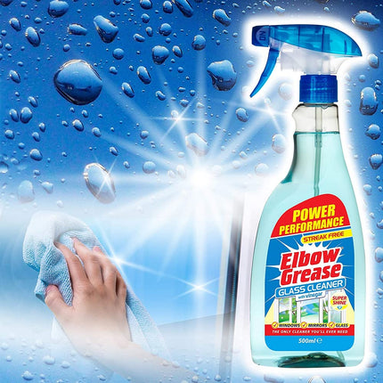 Elbow Grease Glass Cleaner with Vinegar for Windows and Mirrors, 500 ml - Window Cleaning Equipment (Pack of 12)