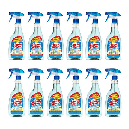 Elbow Grease Glass Cleaner with Vinegar for Windows and Mirrors, 500 ml - Window Cleaning Equipment (Pack of 12)