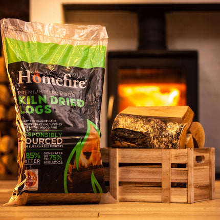 Homefire Kiln Dried Hardwood Logs,for Wood Burners, Open Fires, Multi-fuel Stoves (Pack of 2)