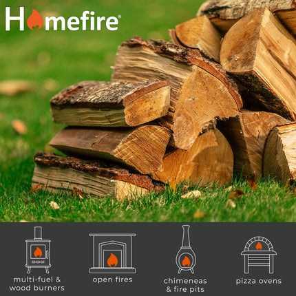 Homefire Kiln Dried Hardwood Logs,for Wood Burners, Open Fires, Multi-fuel Stoves (Pack of 2)