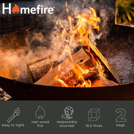 Homefire Kiln Dried Hardwood Logs,for Wood Burners, Open Fires, Multi-fuel Stoves (Pack of 2)