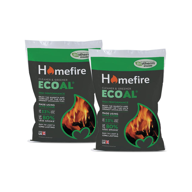 Homefire Ecoal Smokeless Coal for Open Fires and Multi-fuel Stoves, 10 kg (Pack of 2)