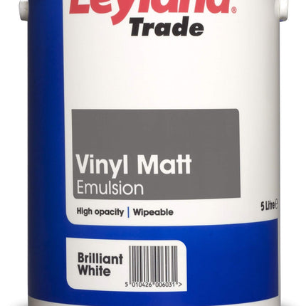 Leyland Trade Vinyl Matt Emulsion Paint - Brilliant White 5L