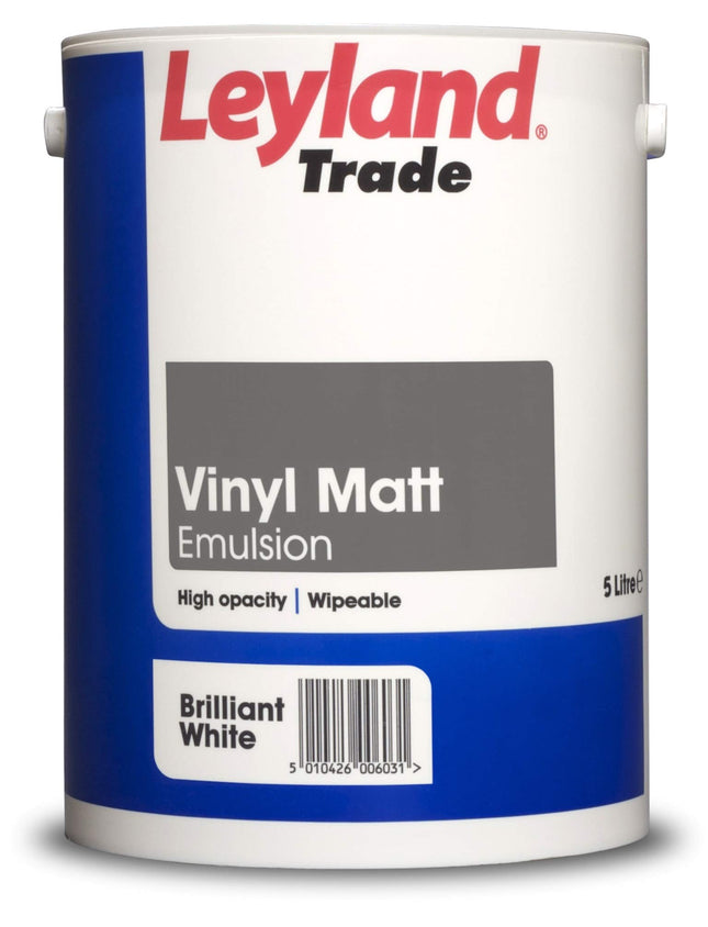 Leyland Trade Vinyl Matt Emulsion Paint - Brilliant White 5L