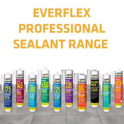Everbuild Everflex 450 Premium+ Builders Silicone Sealant – Waterproof Seal – Suits Most Building Materials – Internal and External Use – Translucent – 300ml