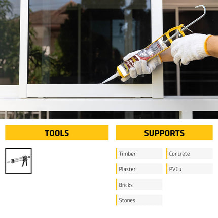 Everbuild External Frame Sealant – Interior And Exterior Use – Permanently Flexible – Mould-Resistant – Grey – 290ml