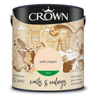 Crown Walls & Ceilings Silk Emulsion Paint, Size 2.5L, Soft Cream