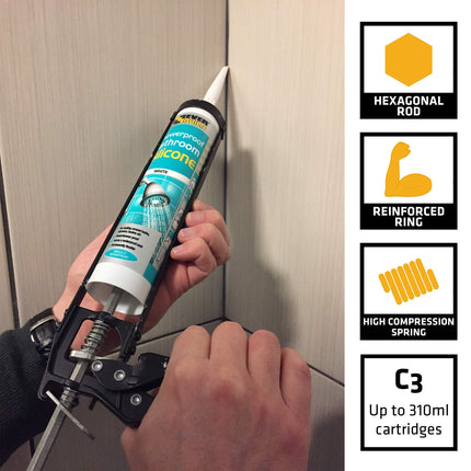 Everbuild Professional Caulk, Sealant, Adhesive Application Gun For Up To C3/310 ml Cartridges
