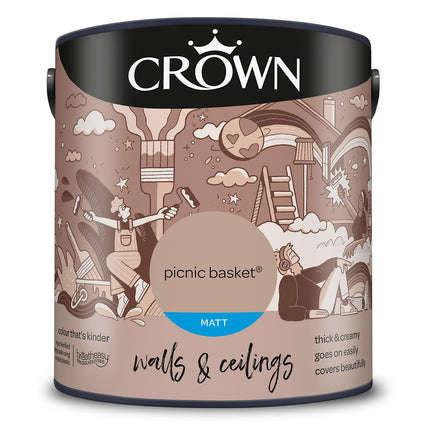 Crown Walls & Ceilings Matt Emulsion Paint, Size 2.5L, Picnic Basket