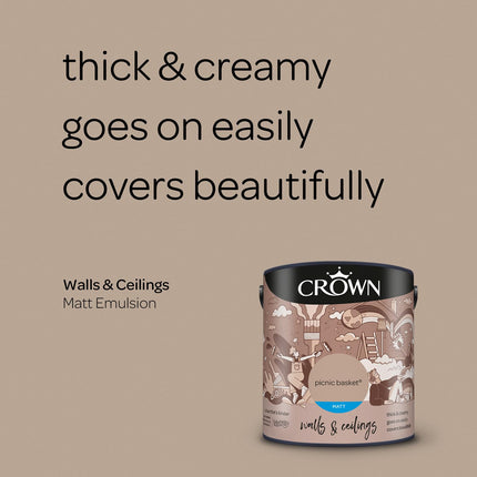 Crown Walls & Ceilings Matt Emulsion Paint, Size 2.5L, Picnic Basket