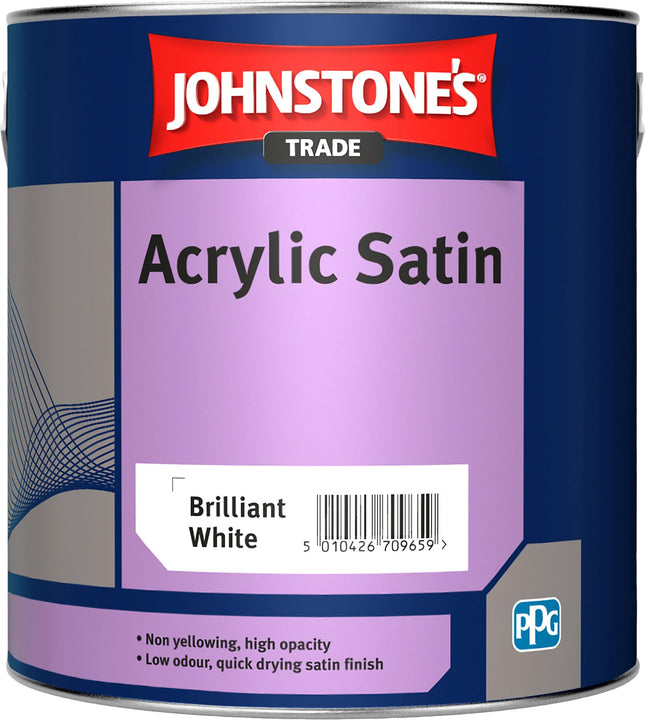 1LTR - JOHNSTONES TRADE ACRYLIC SATIN EMULSION BRILLIANT WHITE