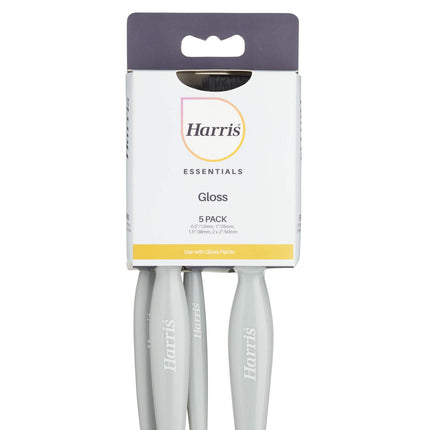 Harris Essentials Woodwork Gloss Paint Brush Set, Pack of 5, 0.5in, 1in, 1.5in, 2in