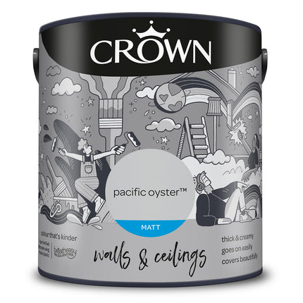 Crown Walls & Ceilings Matt Emulsion Paint, Size 2.5L, Pacific Oyster
