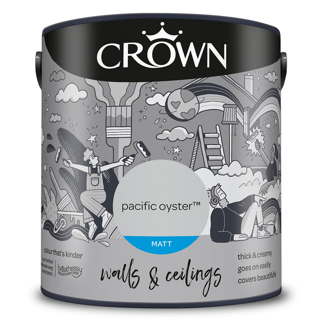 Crown Walls & Ceilings Matt Emulsion Paint, Size 2.5L, Pacific Oyster