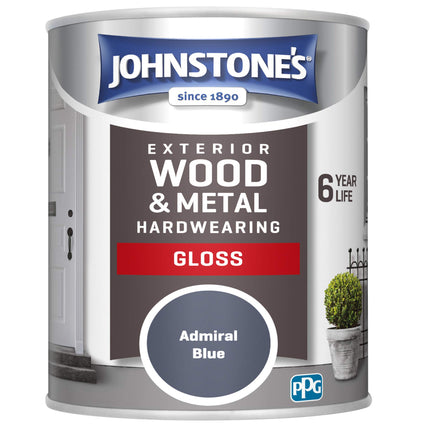 Johnstone's Exterior Hardwearing Gloss Paint - Admiral Blue 750ml