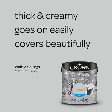 Crown Walls & Ceilings Matt Emulsion Paint, Size 2.5L, Pacific Oyster