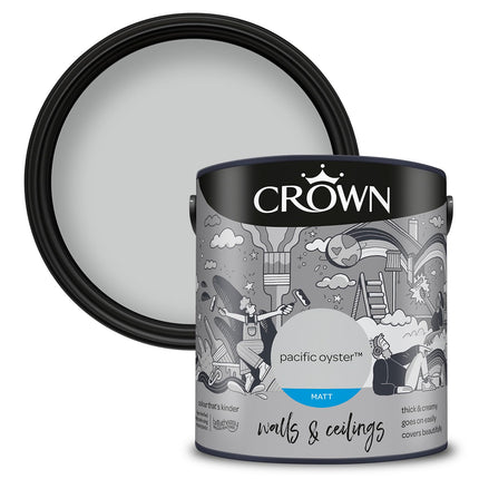 Crown Walls & Ceilings Matt Emulsion Paint, Size 2.5L, Pacific Oyster