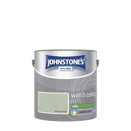 Johnstone's - Wall & Ceiling Paint - Natural Sage - Silk Finish- Emulsion Paint - Fantastic Coverage - Easy to Apply - Dry in 1-2 Hours - 12m2 Coverage per Litre - 2.5L