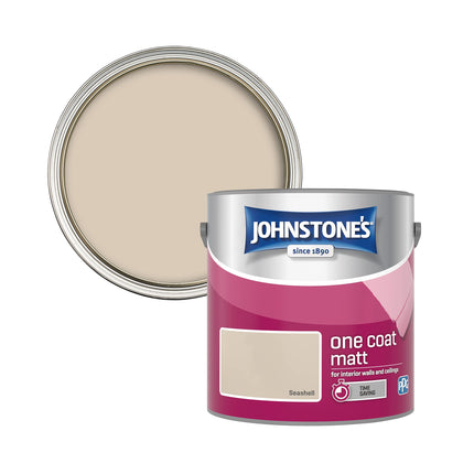 Johnstone's One Coat Matt Emulsion Paint - Seashell 2.5L