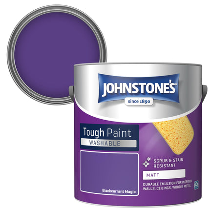 Johnstone's - Washable Paint - Blackcurrant Magic - Matt Finish - Emulsion Paint - Highly Durable - Stain Resistant - Non Toxic & Low Odour - 12m2 Coverage per Litre - 2.5L