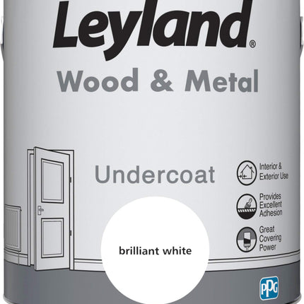 Leyland Wood & Metal Undercoat, Brilliant White, 2.5 Litre