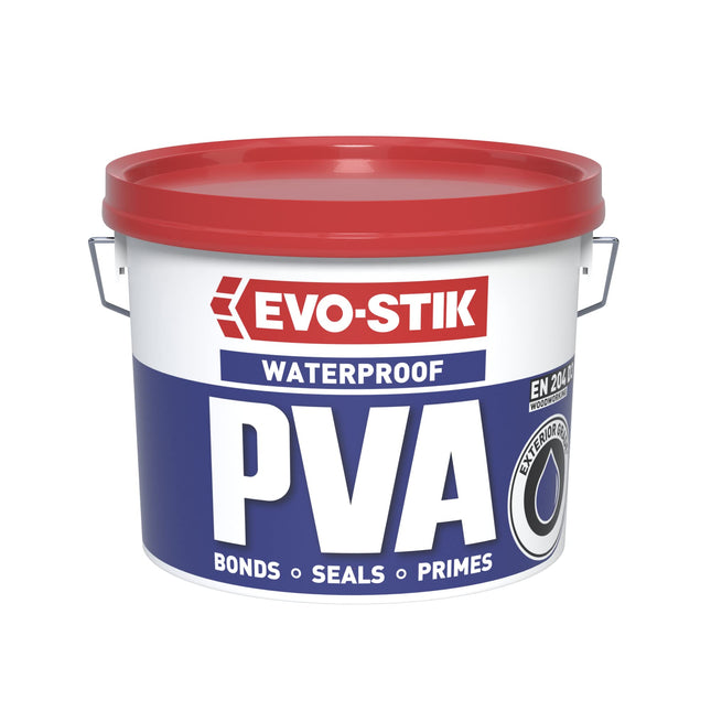EVO-STIK Waterproof PVA, Adhesive, Primer, Sealer and Dustproofer, Conforms to EN 204 D3, Colour: White, Size: 2.5L