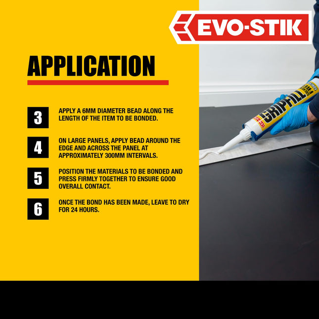 EVO-STIK GRIPFILL Solvent Free Adhesive White - Gap Filling - Multi-Purpose - High Strength